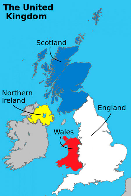 Шотландия, Ирландия и Уэльс