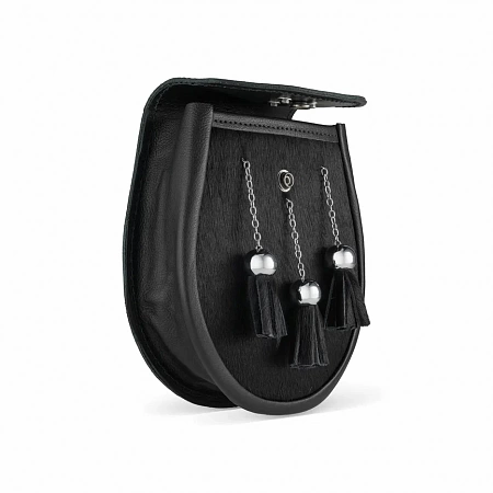 картинка GM Belt Semi Dress Sporran with Thistle Mount Bovine Black от магазина  Mykilt