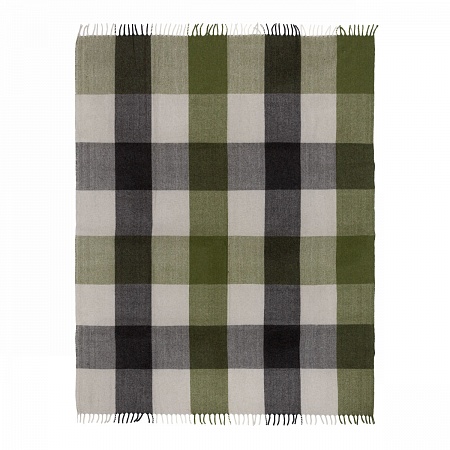 картинка House of Juniper Block Check Herringbone Blanket Natural Green от магазина  Mykilt